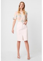 French Connection Reem Denim High Waisted Pencil Skirt (Summer White)